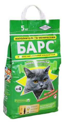 Барс №4. Минеральный наполнитель для кошачьего туалета (классик), 5 кг
